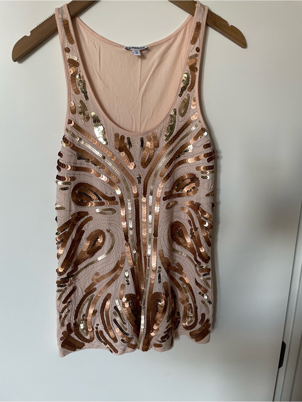 Express Rose Gold Sequin Tank Top